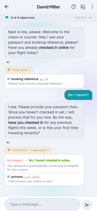 AI roleplay conversation practicing real-life scenarios